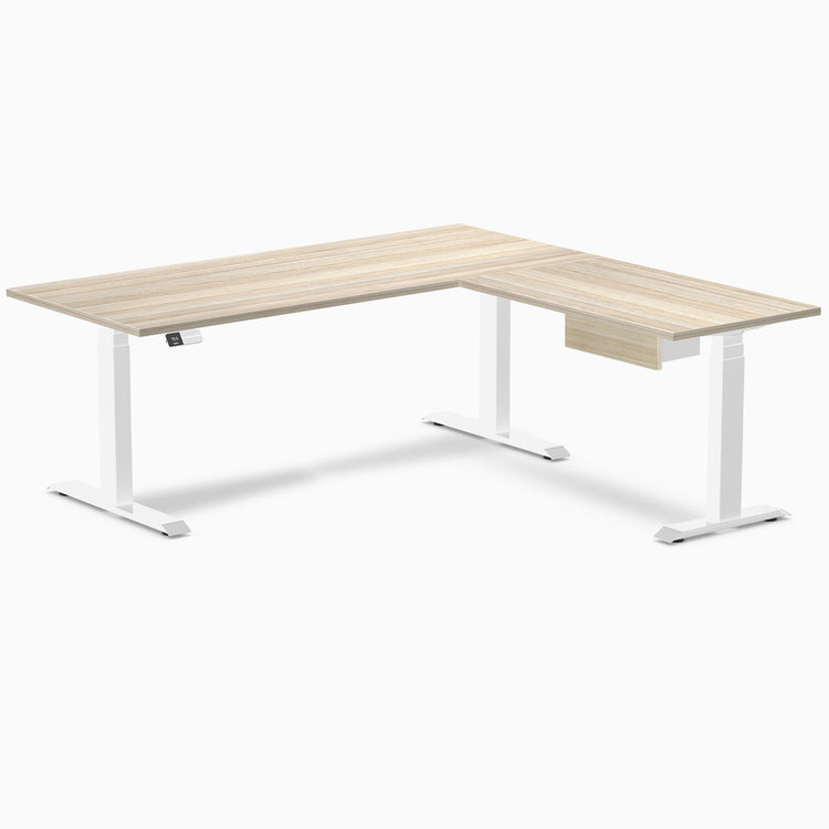 Desky Eco L-Shape Melamine Standing Desk With Drawer