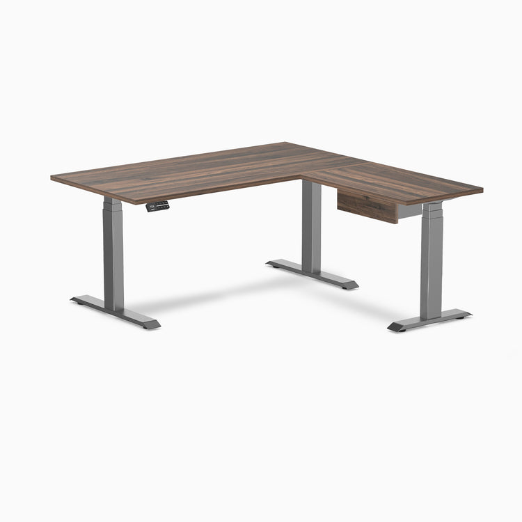 Desky Eco L-Shape Melamine Standing Desk With Drawer