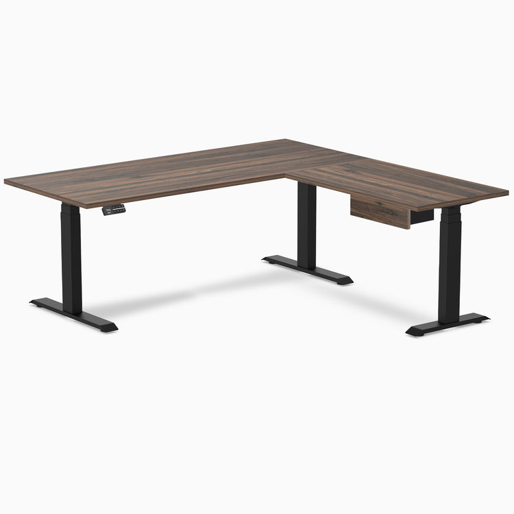 Desky Eco L-Shape Melamine Standing Desk With Drawer