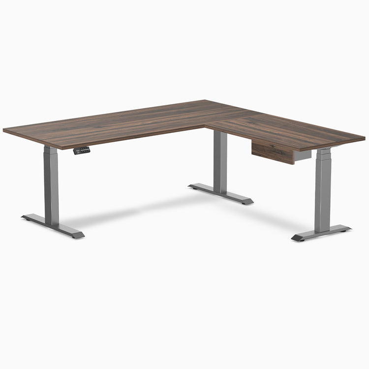 Desky Eco L-Shape Melamine Standing Desk With Drawer