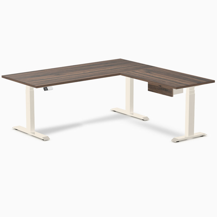 Desky Eco L-Shape Melamine Standing Desk With Drawer