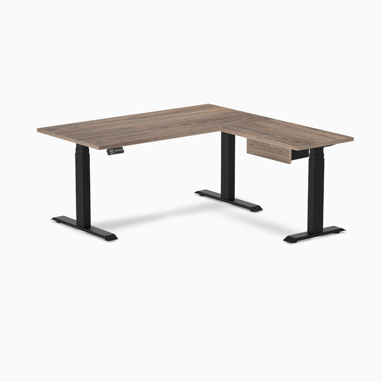 Desky Eco L-Shape Melamine Standing Desk With Drawer