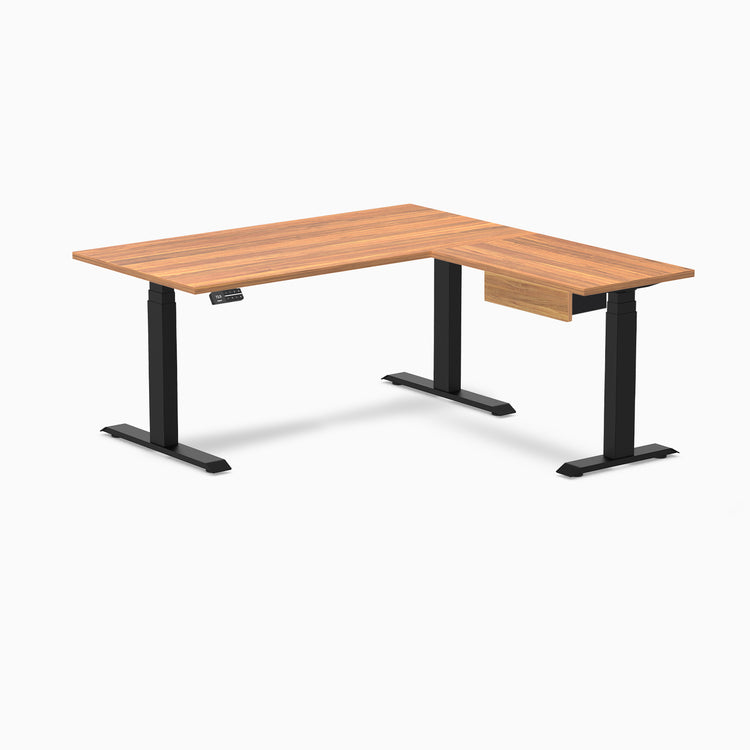 Desky Eco L-Shape Melamine Standing Desk With Drawer