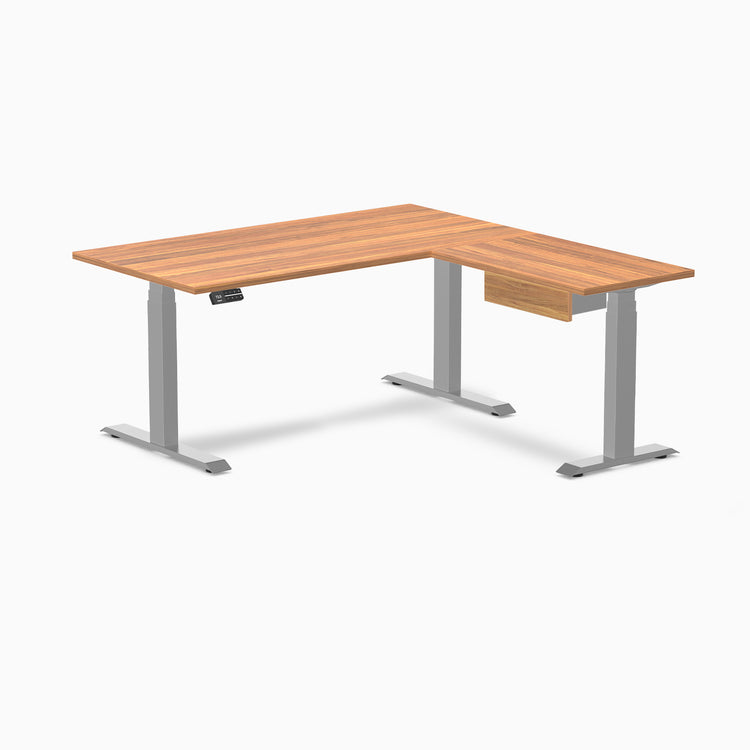 Desky Eco L-Shape Melamine Standing Desk With Drawer
