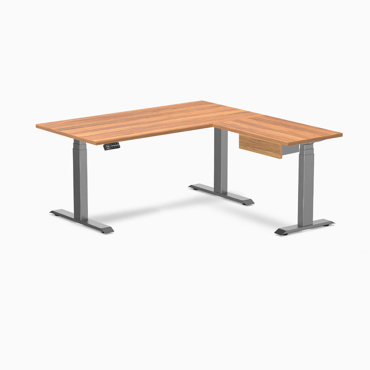 Desky Eco L-Shape Melamine Standing Desk With Drawer