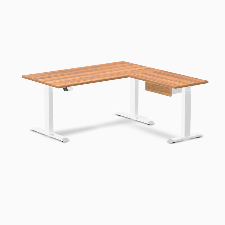 Desky Eco L-Shape Melamine Standing Desk With Drawer