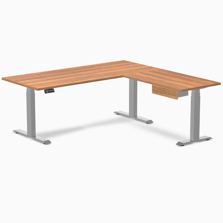 Desky Eco L-Shape Melamine Standing Desk With Drawer