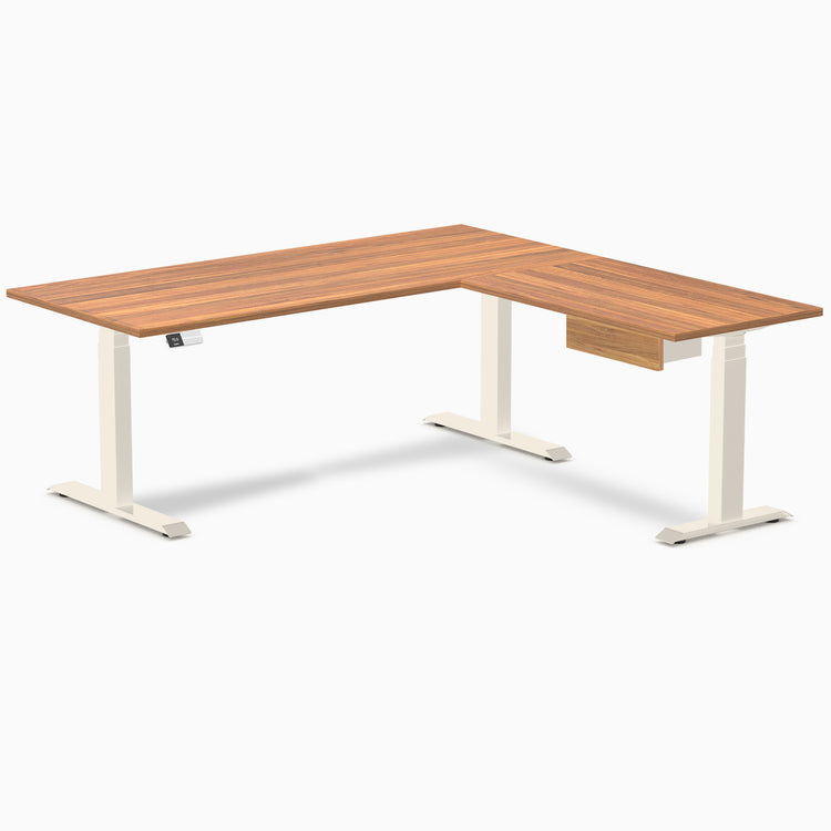 Desky Eco L-Shape Melamine Standing Desk With Drawer