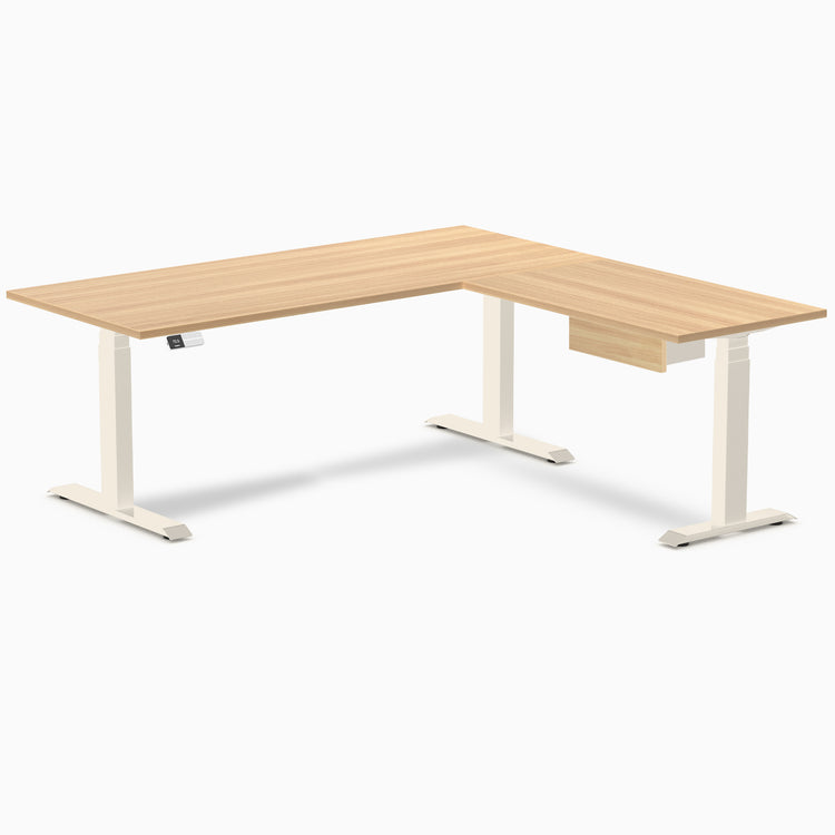 Desky Eco L-Shape Melamine Standing Desk With Drawer