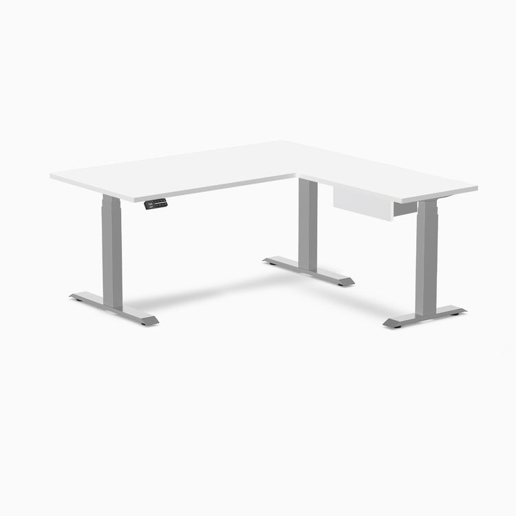 Desky Eco L-Shape Melamine Standing Desk With Drawer
