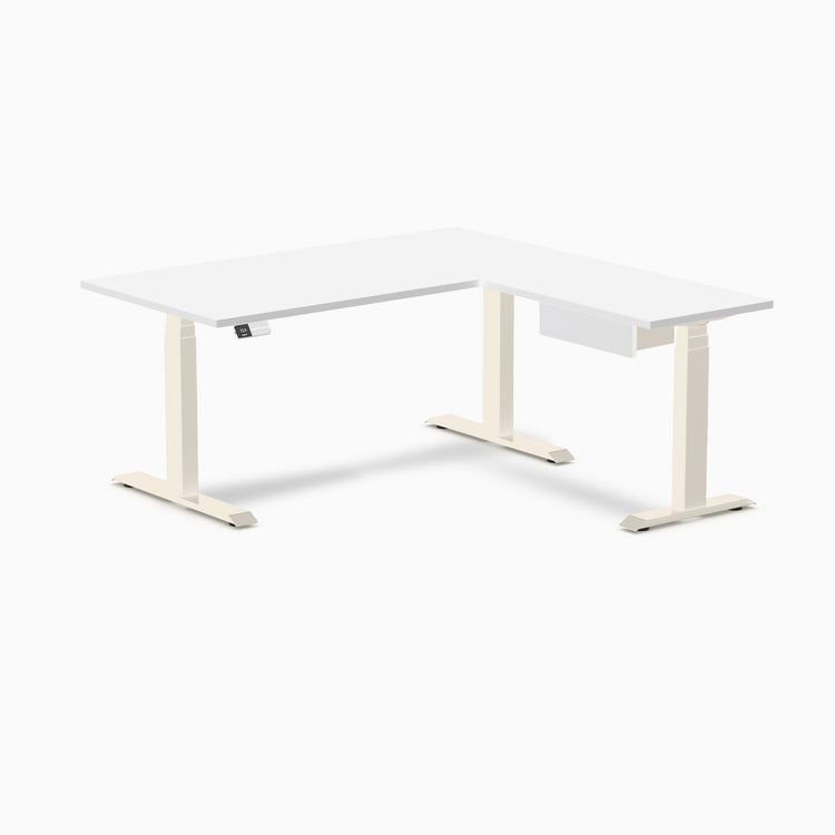 Desky Eco L-Shape Melamine Standing Desk With Drawer