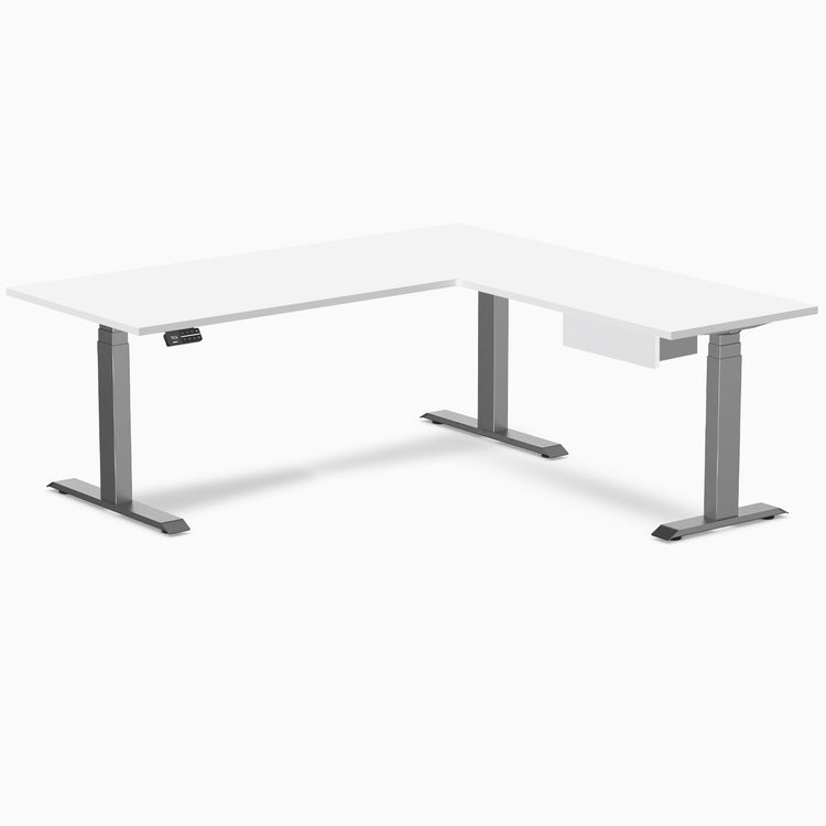 Desky Eco L-Shape Melamine Standing Desk With Drawer