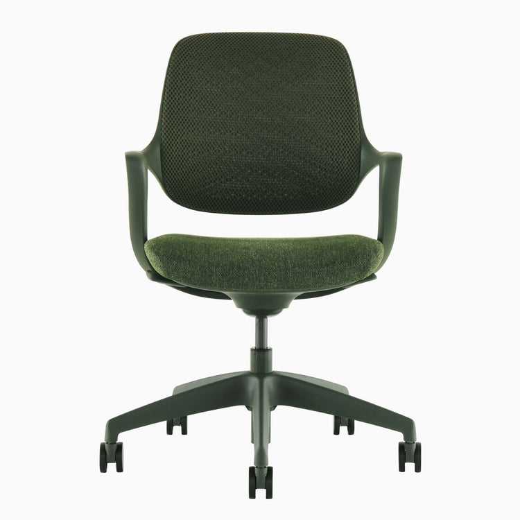 Comfortable desky low back office chair dark green
