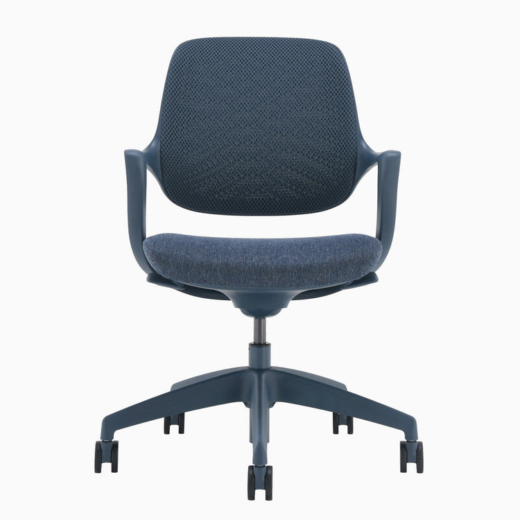 Modern low back ergonomic chair in blue