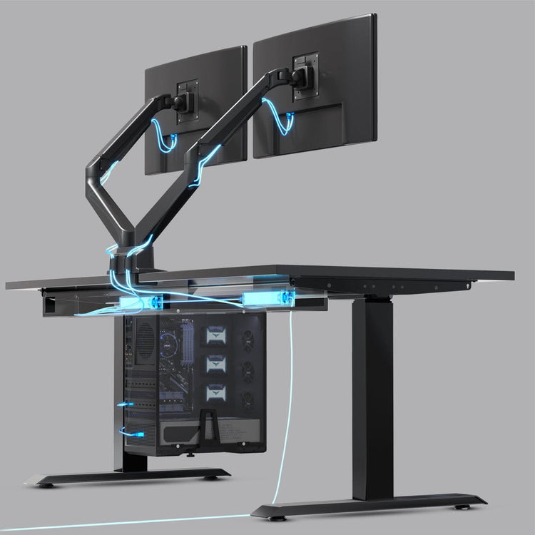 Desky Integrated Cable & Power Channel-Matte Black Desky®