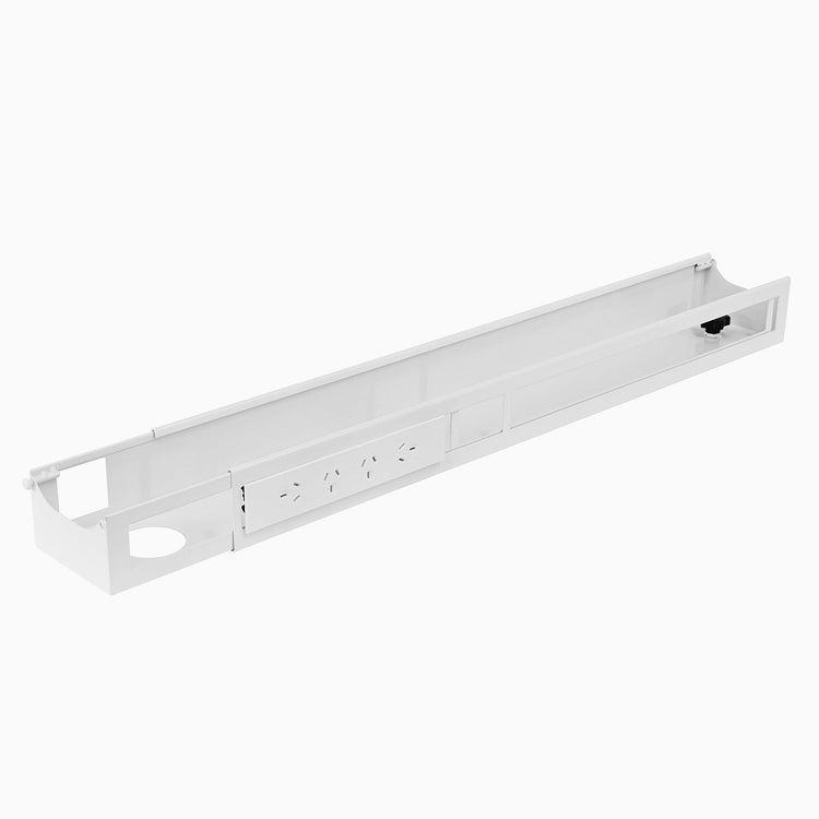 Desky Australia integrated cable channel in white - 4 power
