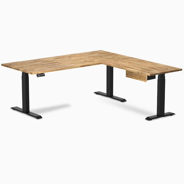 Desky Hardwood L-Shape Standing Desk With Drawer