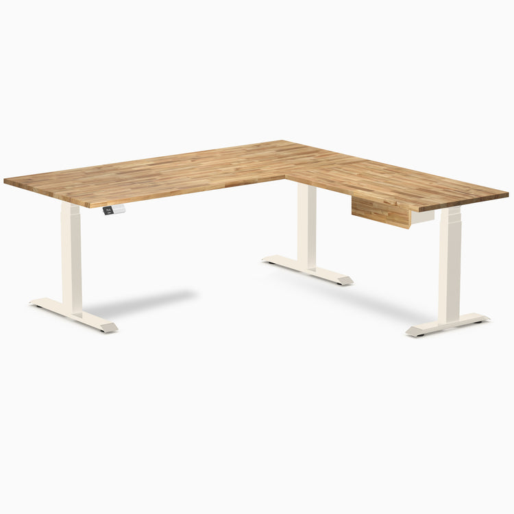 Desky Hardwood L-Shape Standing Desk With Drawer