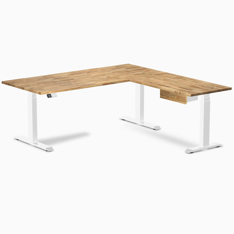 Desky Hardwood L-Shape Standing Desk With Drawer