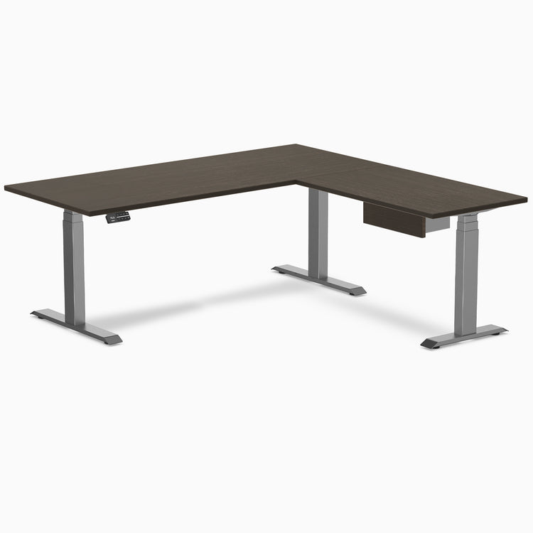 Desky Bamboo L-Shape Standing Desk With Drawer