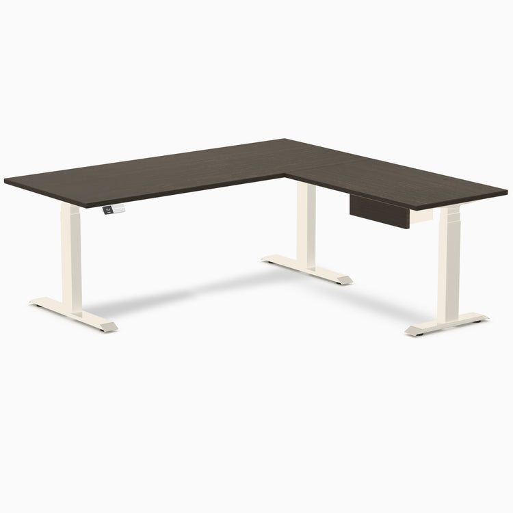 Desky Bamboo L-Shape Standing Desk With Drawer