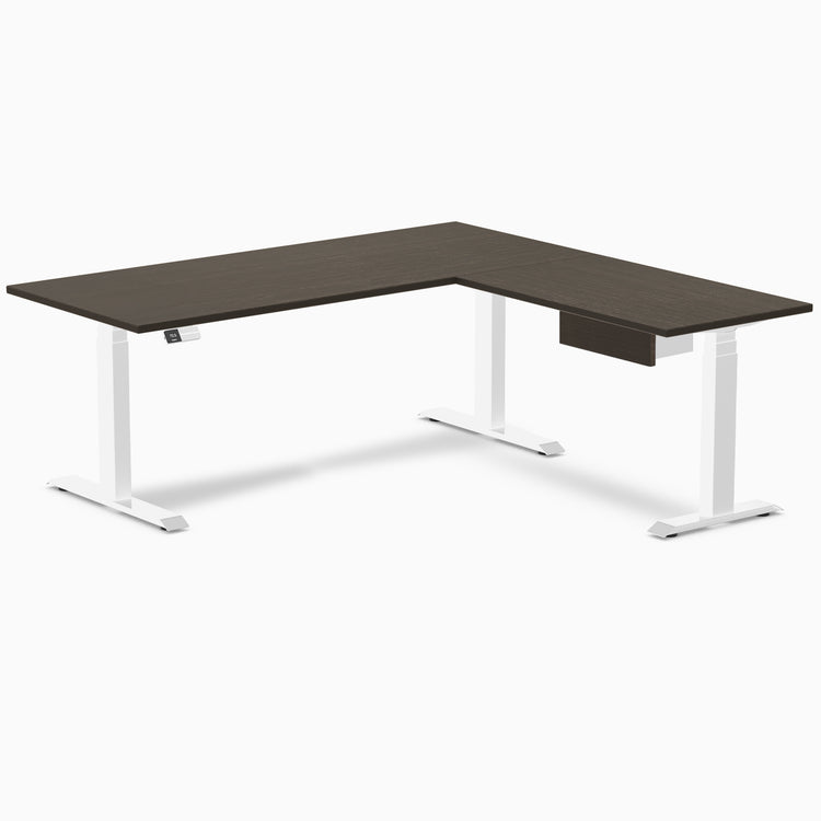 Desky Bamboo L-Shape Standing Desk With Drawer