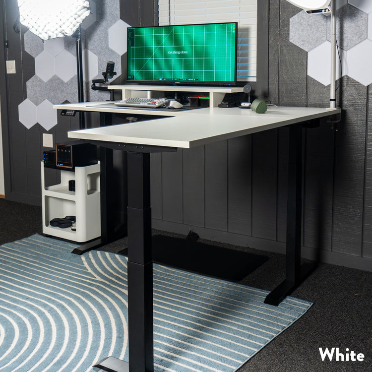 Desky Eco L-Shape Melamine Sit Stand Desk