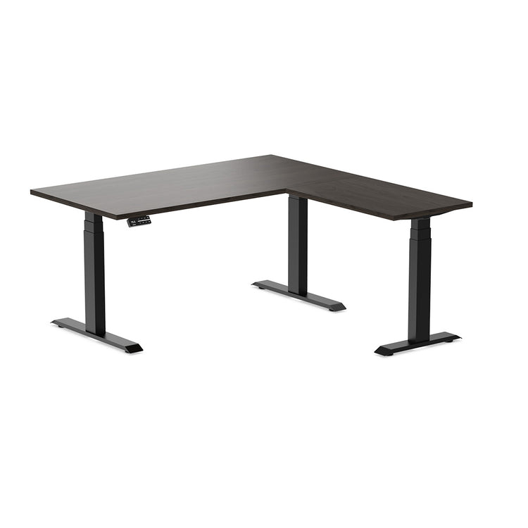Desky Eco L-Shape Melamine Sit Stand Desk-Burnished Wood Desky®
