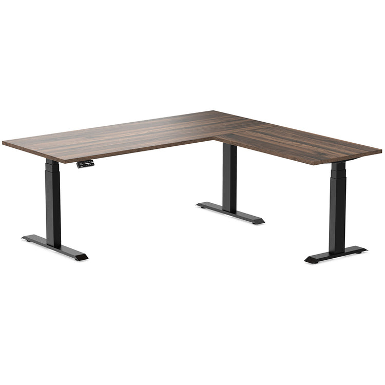 Desky Eco L-Shape Melamine Sit Stand Desk-Jarrah Legno Desky®
