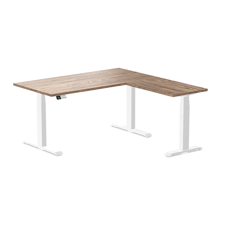 Desky Eco L-Shape Melamine Sit Stand Desk-Natural Walnut Desky®