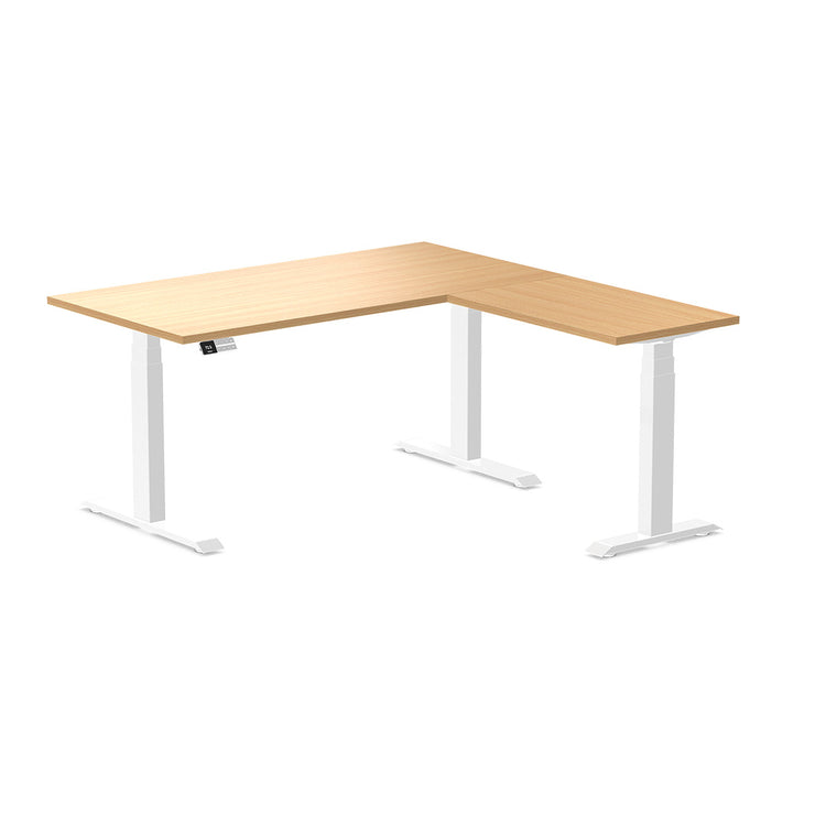 Desky Eco L-Shape Melamine Sit Stand Desk-Select Beech Desky®