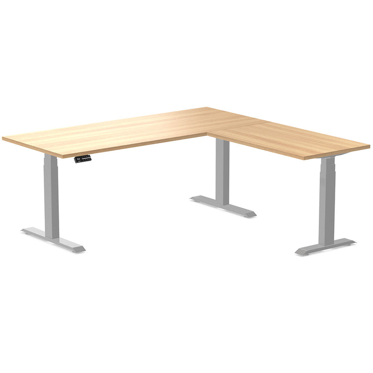 Desky Eco L-Shape Melamine Sit Stand Desk-Sublime Teak Desky®