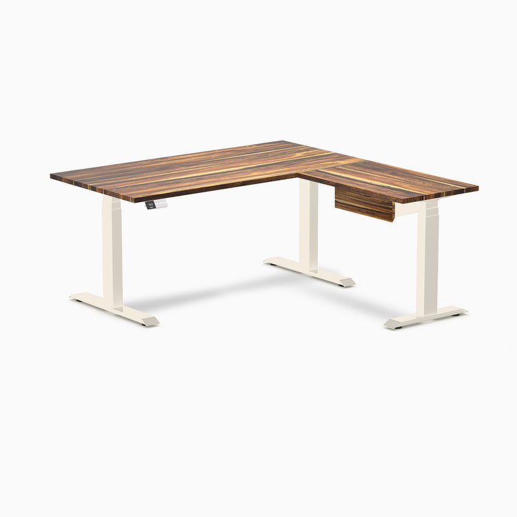Desky Hardwood L-Shape Standing Desk With Drawer