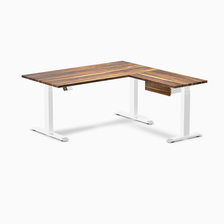 Desky Hardwood L-Shape Standing Desk With Drawer