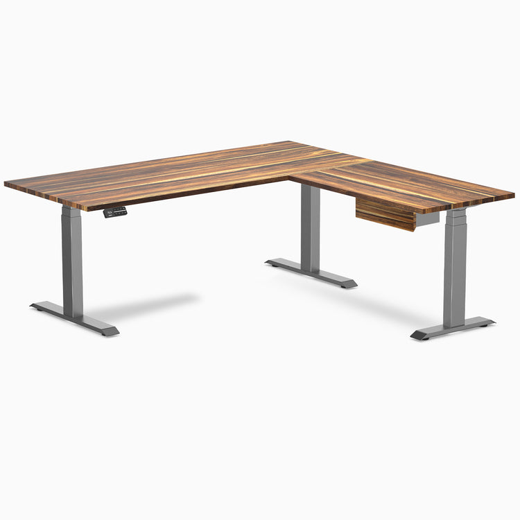 Desky Hardwood L-Shape Standing Desk With Drawer