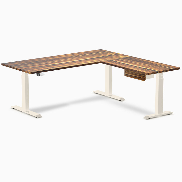 Desky Hardwood L-Shape Standing Desk With Drawer
