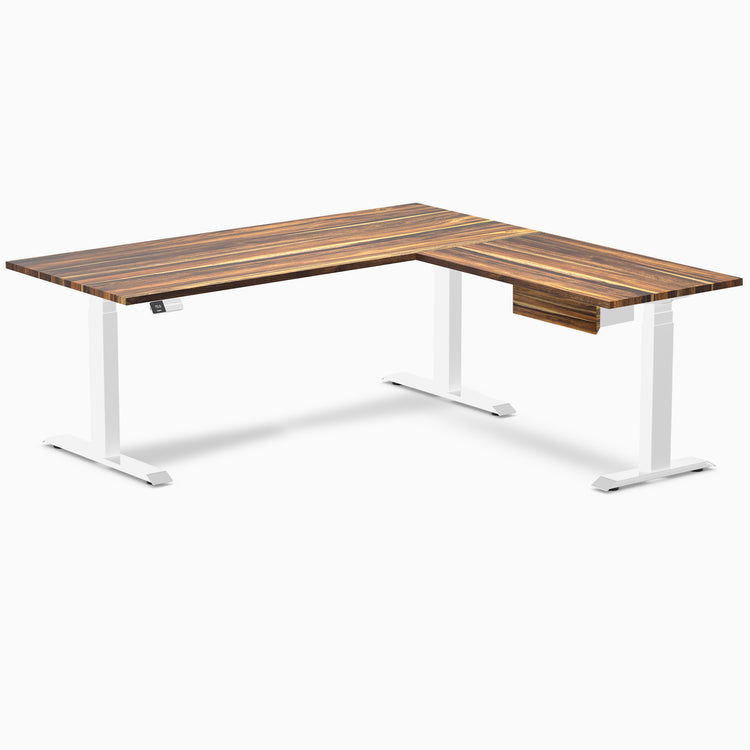 Desky Hardwood L-Shape Standing Desk With Drawer