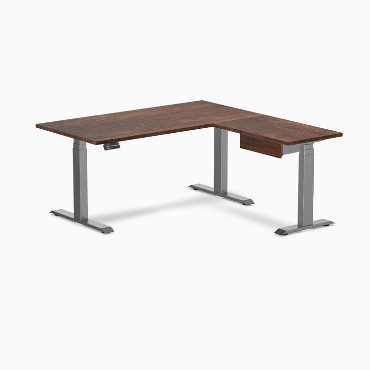 Desky Softwood L-Shape Standing Desk With Drawer