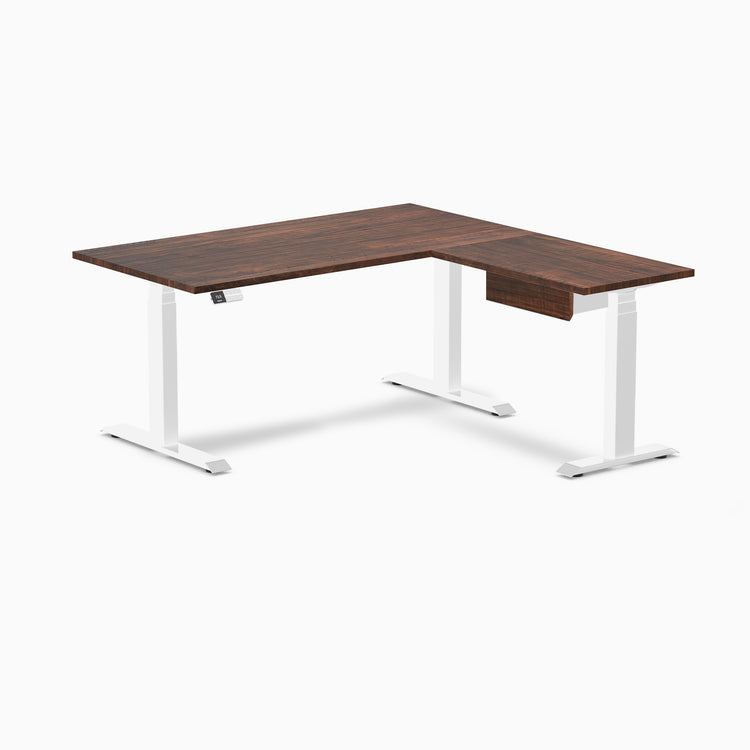 Desky Softwood L-Shape Standing Desk With Drawer