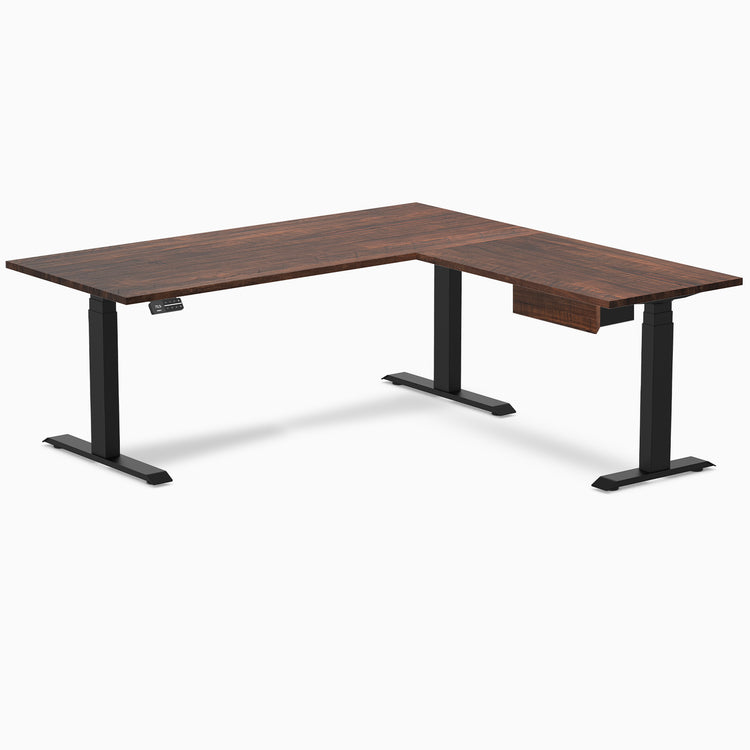 Desky Softwood L-Shape Standing Desk With Drawer