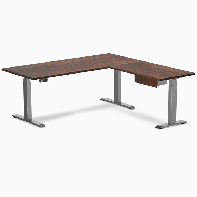 Desky Softwood L-Shape Standing Desk With Drawer