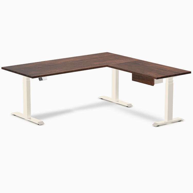 Desky Softwood L-Shape Standing Desk With Drawer