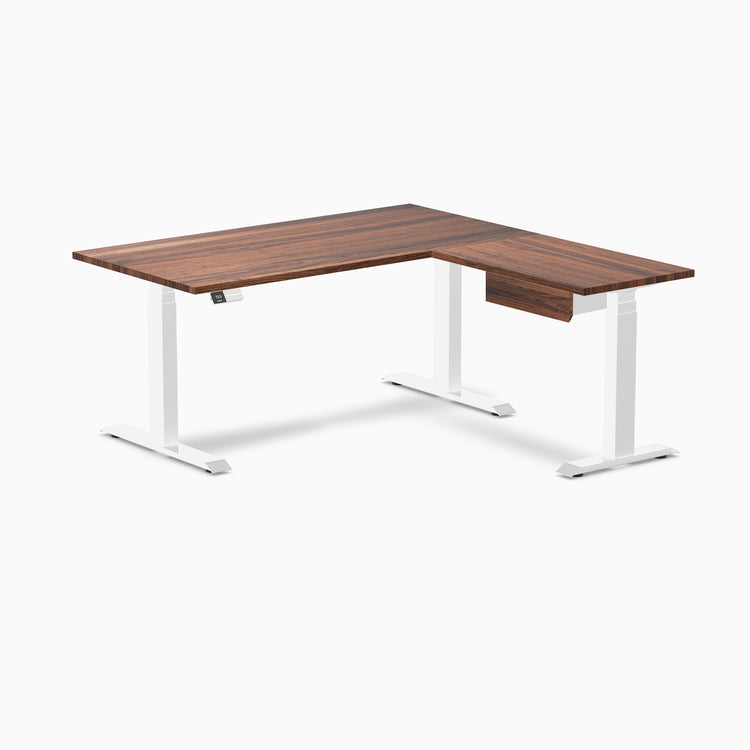 Desky Hardwood L-Shape Standing Desk With Drawer