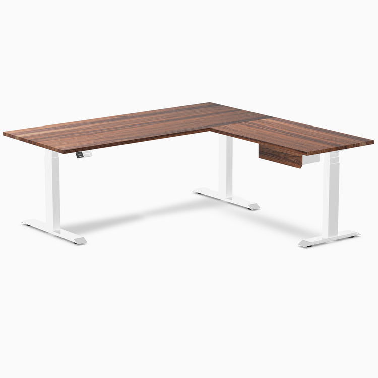 Desky Hardwood L-Shape Standing Desk With Drawer