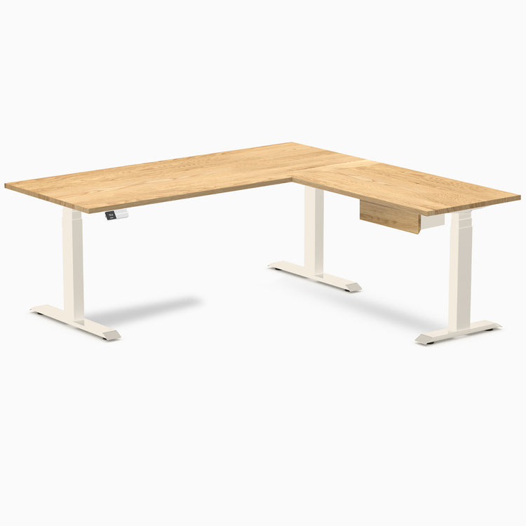 Desky Hardwood L-Shape Standing Desk With Drawer