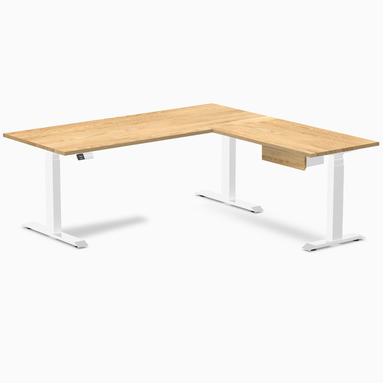Desky Hardwood L-Shape Standing Desk With Drawer