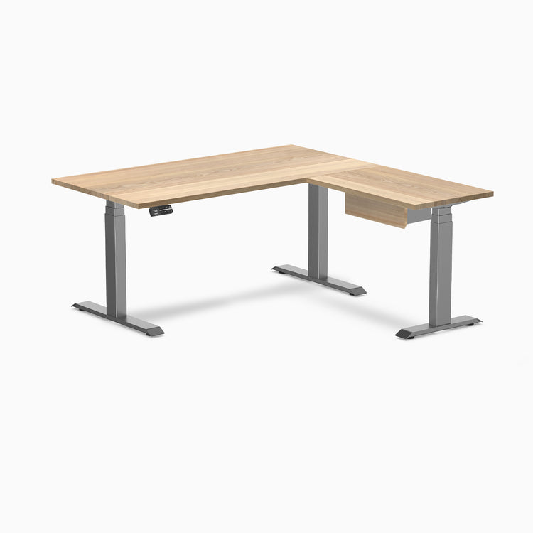 Desky Hardwood L-Shape Standing Desk With Drawer
