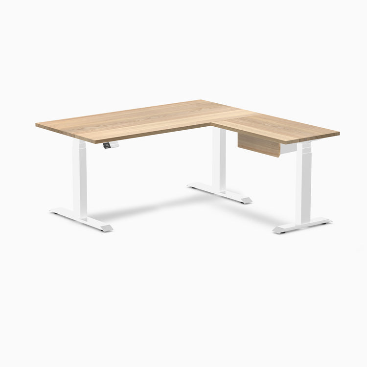 Desky Hardwood L-Shape Standing Desk With Drawer