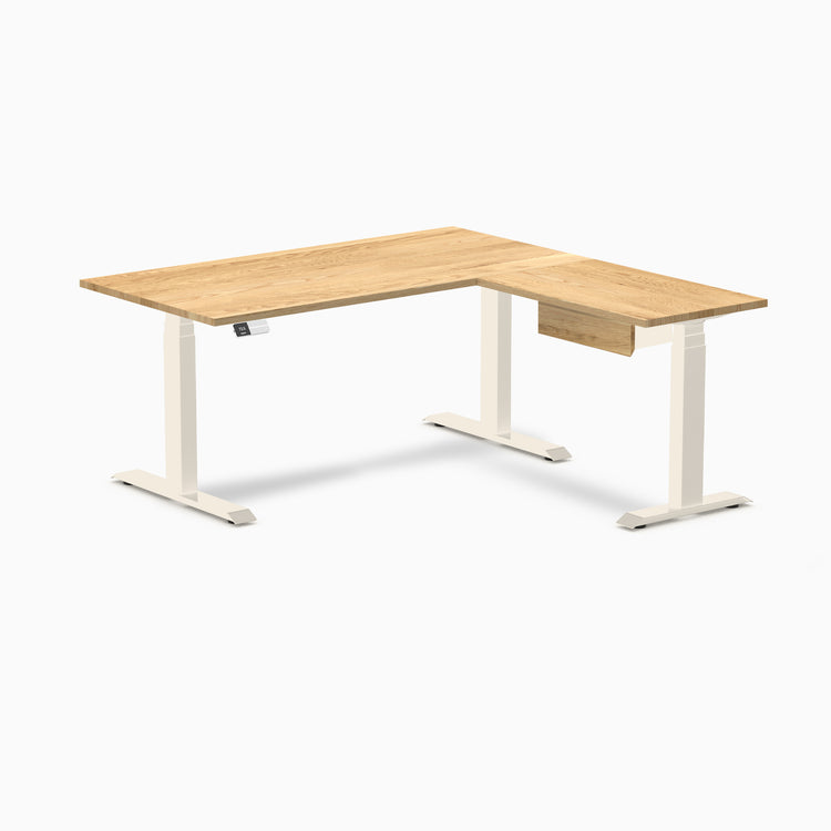 Desky Hardwood L-Shape Standing Desk With Drawer