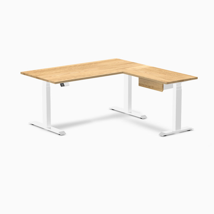 Desky Hardwood L-Shape Standing Desk With Drawer